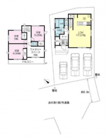 神戸市垂水区舞子台、新築一戸建ての間取り画像です