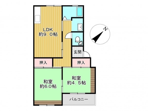 神戸市垂水区上高丸、マンションの間取り画像です
