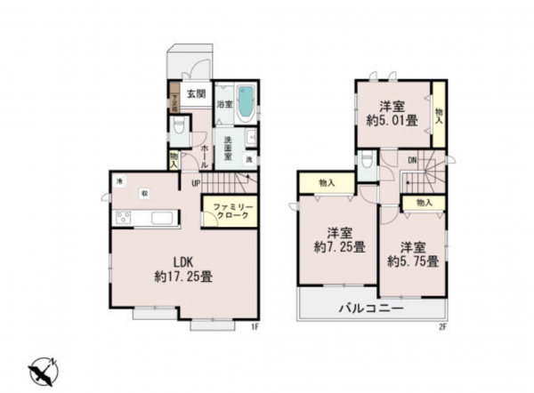 神戸市垂水区南多聞台、新築一戸建ての間取り画像です