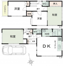 神戸市垂水区霞ケ丘、中古一戸建ての間取り画像です