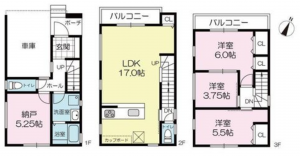 神戸市垂水区西舞子、新築一戸建ての間取り画像です