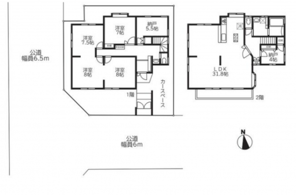 神戸市垂水区舞子台、中古一戸建ての間取り画像です