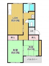 神戸市垂水区上高丸、マンションの間取り画像です