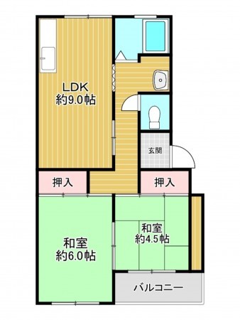 神戸市垂水区上高丸、マンションの間取り画像です
