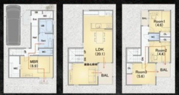 神戸市垂水区旭が丘、新築一戸建ての間取り画像です