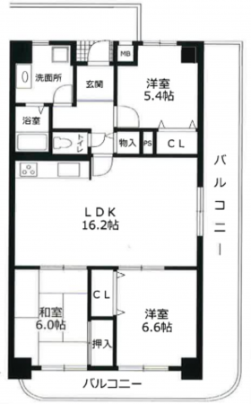 神戸市垂水区清水が丘、マンションの間取り画像です
