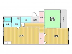 神戸市垂水区上高丸、マンションの間取り画像です