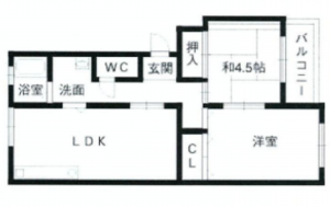 神戸市垂水区上高丸、マンションの間取り画像です