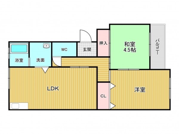 神戸市垂水区上高丸、マンションの間取り画像です