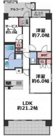 神戸市垂水区海岸通、マンションの間取り画像です
