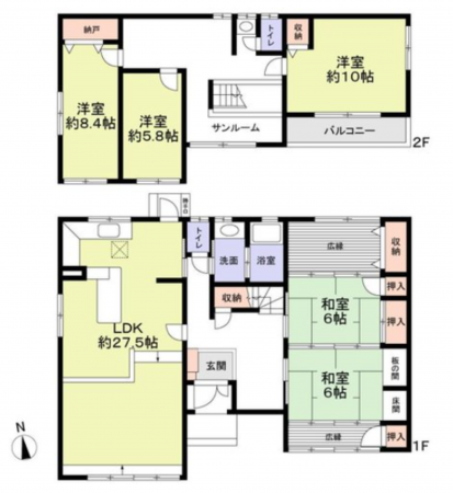 神戸市垂水区霞ケ丘、中古一戸建ての間取り画像です