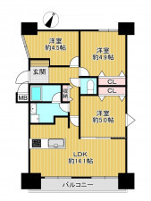 神戸市垂水区塩屋町、マンションの間取り画像です
