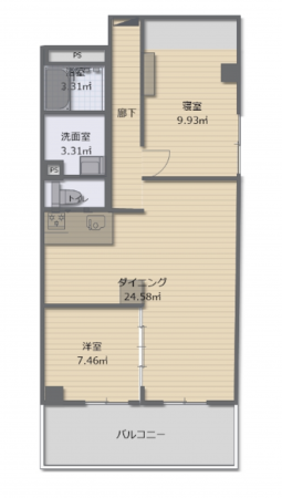 神戸市垂水区上高丸、マンションの間取り画像です