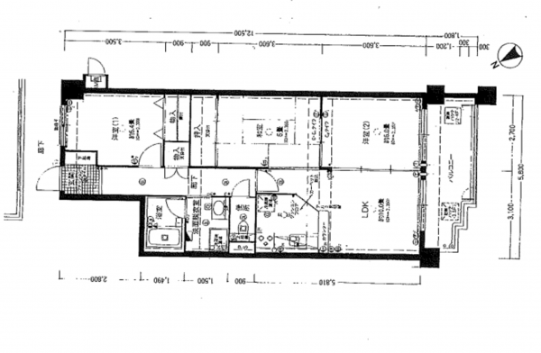神戸市垂水区乙木、マンションの間取り画像です