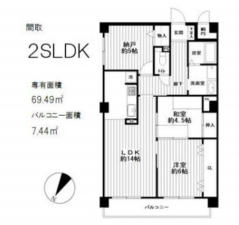 神戸市垂水区西舞子、マンションの間取り画像です