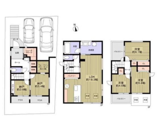神戸市垂水区舞子台、新築一戸建ての間取り画像です