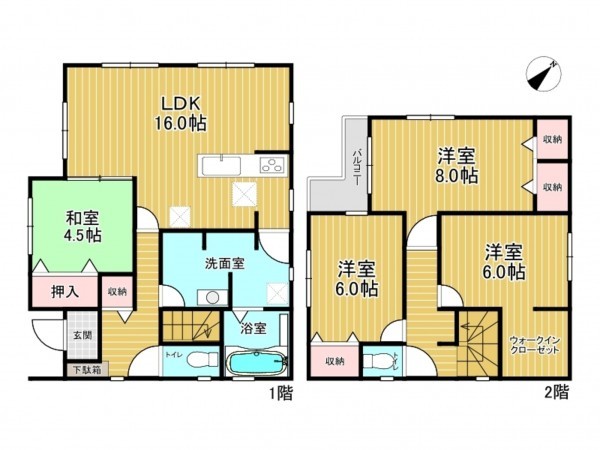 神戸市垂水区千鳥が丘、新築一戸建ての間取り画像です
