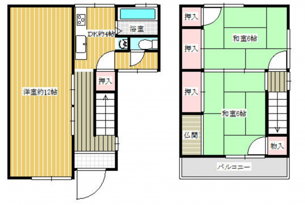 神戸市垂水区五色山、中古一戸建ての間取り画像です