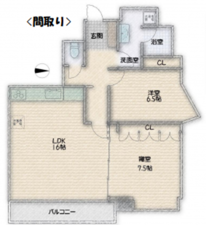 神戸市垂水区狩口台、収益物件/マンションの間取り画像です