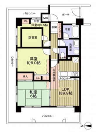 神戸市垂水区王居殿、マンションの間取り画像です