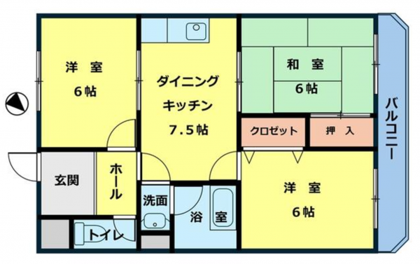 神戸市垂水区坂上、マンションの間取り画像です