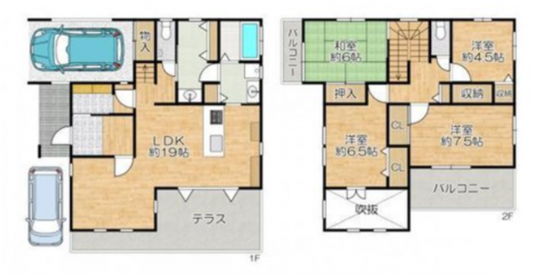 神戸市垂水区五色山、中古一戸建ての間取り画像です