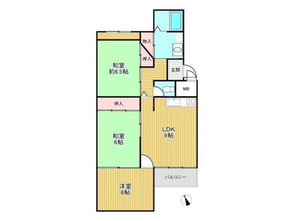 神戸市垂水区塩屋町、マンションの間取り画像です