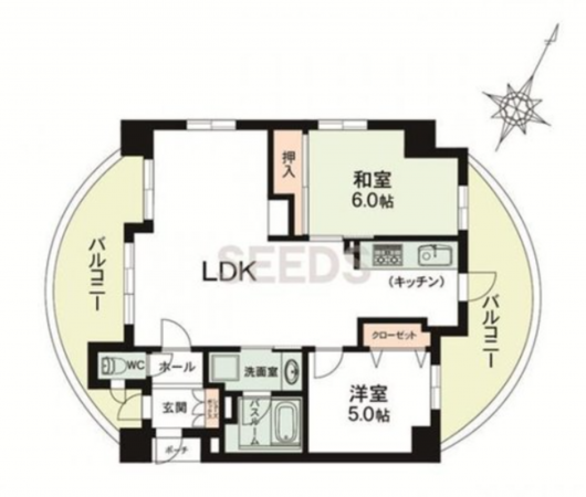 神戸市垂水区瑞ケ丘、マンションの間取り画像です