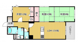 神戸市垂水区霞ケ丘、マンションの間取り画像です