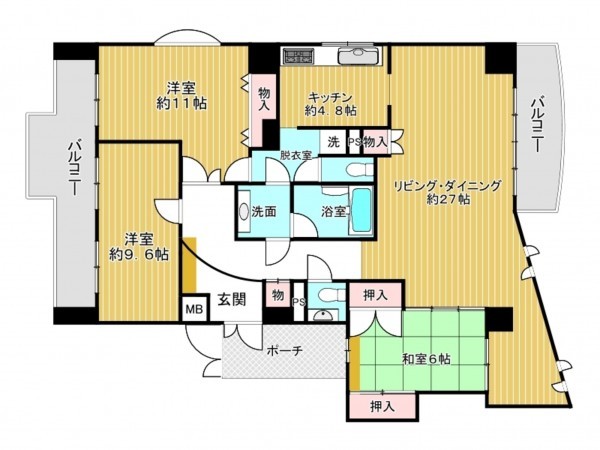 神戸市垂水区高丸、マンションの間取り画像です