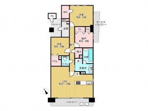 神戸市垂水区東舞子町、マンションの間取り画像です