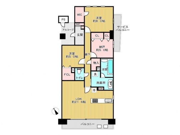 神戸市垂水区東舞子町、マンションの間取り画像です