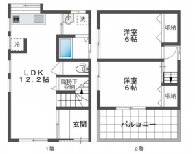 神戸市垂水区福田、中古一戸建ての間取り画像です