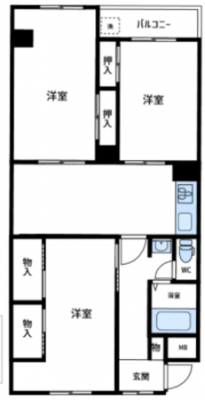 神戸市垂水区上高丸、収益物件/マンションの間取り画像です