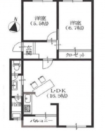 神戸市垂水区星陵台、収益物件/マンションの間取り画像です