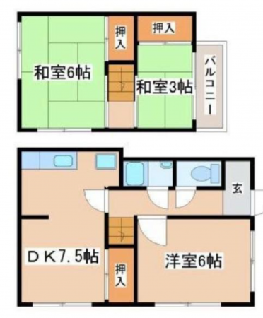 神戸市垂水区舞子坂、収益物件/住宅の間取り画像です