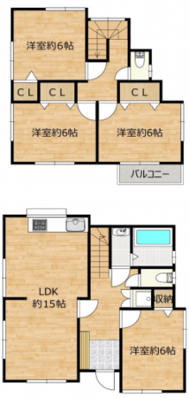 神戸市垂水区千代が丘、中古一戸建ての間取り画像です