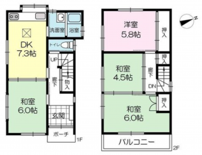 神戸市垂水区旭が丘、中古一戸建ての間取り画像です