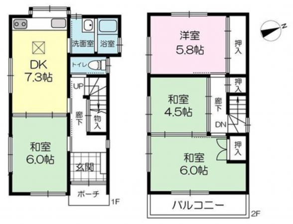神戸市垂水区旭が丘、中古一戸建ての間取り画像です