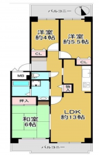 神戸市垂水区西舞子、マンションの間取り画像です
