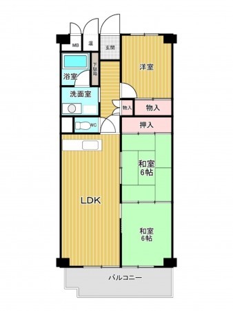 神戸市垂水区狩口台、収益物件/マンションの間取り画像です