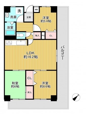 神戸市垂水区清水が丘、マンションの間取り画像です