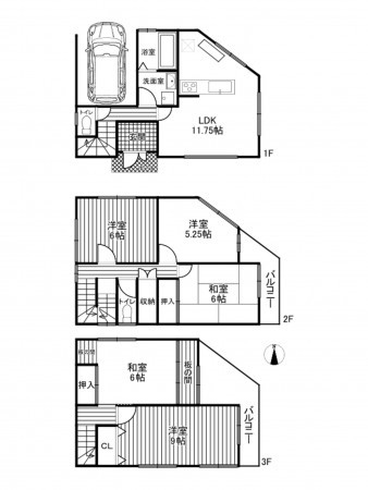 神戸市垂水区舞子坂、中古一戸建ての間取り画像です