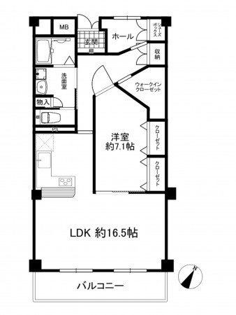 神戸市垂水区西舞子、マンションの間取り画像です