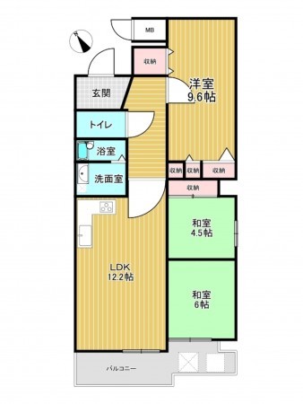 神戸市垂水区清水が丘、マンションの間取り画像です