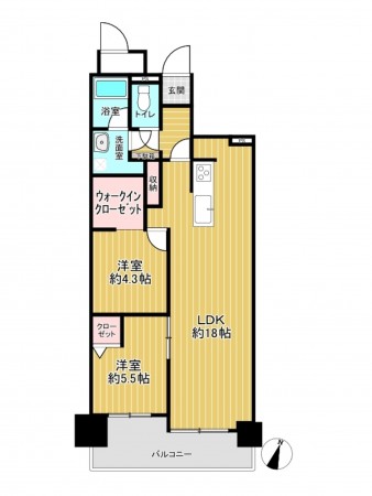 神戸市垂水区南多聞台、マンションの間取り画像です