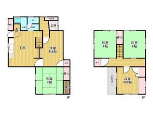 神戸市垂水区五色山、中古一戸建ての間取り画像です