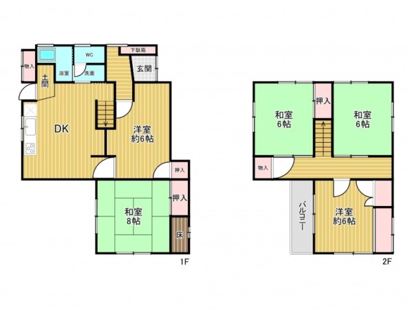 神戸市垂水区五色山、中古一戸建ての間取り画像です