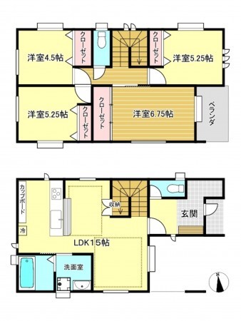 神戸市垂水区山手、新築一戸建ての間取り画像です