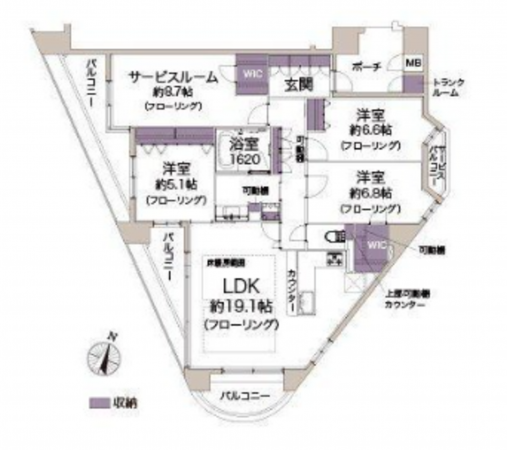 神戸市垂水区舞子台、マンションの間取り画像です